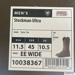 Ariat Mens Stockman boots, Brand New in box , size 11.5 EE.